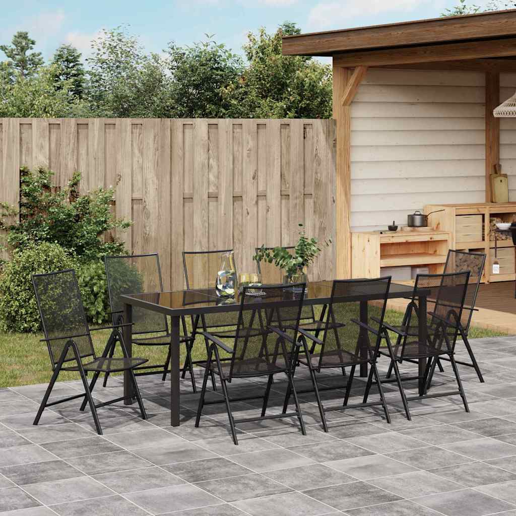 Garden Dining Set 9 pcs Anthracite Powder Coated Steel