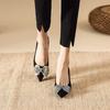 Fashion Stiletto Single Shoes Fashion Bow Suede Fall New Pointed Toe Slip-on Non-Slip Heels