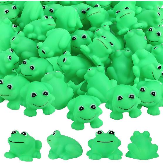 50 шт. Резиновые лягушки Пищащие и Плавающие Зеленые Лягушки Игрушки для Ванны Плавающие Игрушки-Лягушки для Ванны и Душа Миниатюрные Лягушки для Мальчиков и Девочек Душ для Малыша