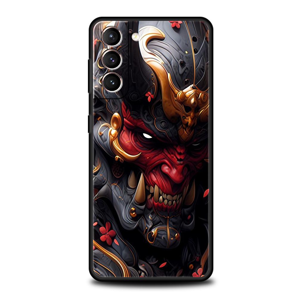 Japan Samurai Oni Mask Phone Case for Samsung Galaxy S24 S23 S22 S20 S21 FE Ultra S10 S10E S9 S8 Plus 5G Silicone Cover Capas