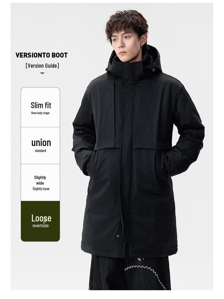 Herren Übergröße Winter Kapuzen Parka Mittellang Baumwolle Windbreaker