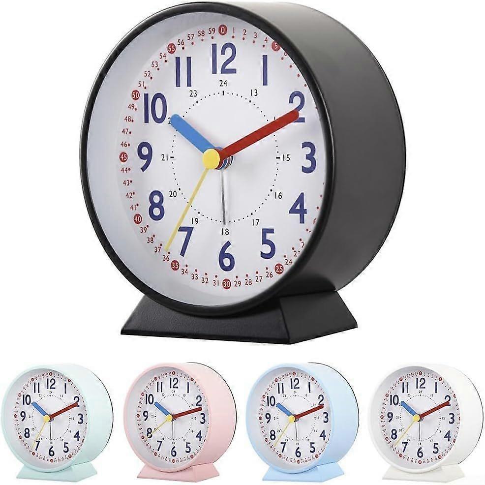 Silent bedside alarm clock without ticking, silent and luminous clock, phosphorescent analog clock for desk (white)