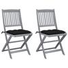 Day and Night - Day and Night Folding Garden Chairs 2 Pcs Cushions Solid Acacia Wood