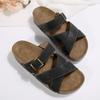 Wedge Sandals for Women Slip On Slides Cork Platform Heeled Sandal Comfort Summer Beach Shoes Women's Open Toe Thick Sole Sandals Casual Dressy Slides