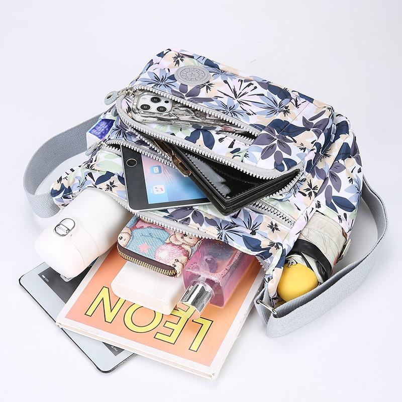 New Vintage Fashion Crossbody Bag Print Multi-Layer Large Capacity Middle-Aged Mom Bag Oxford Fabric Women Bag