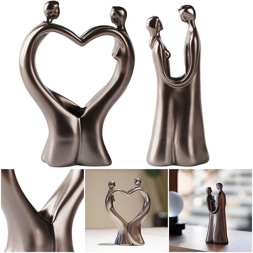 Nordic Couple Statues Heart Ornaments Decorative Resin Couple Figurines Creative Love Home Decoration for Valentines Day
