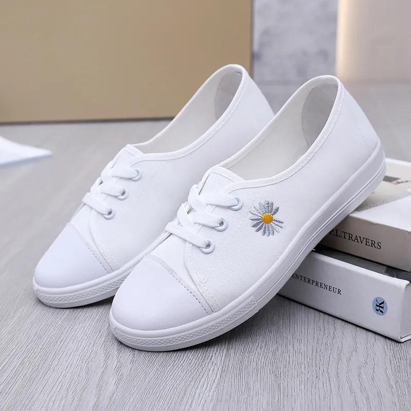 

sapatos femininas женские модные туфли с круглым носком черные парусиновые нескользящие туфли на плоской подошве для студенток школьниц белые классные цветочные туфли ba357 35