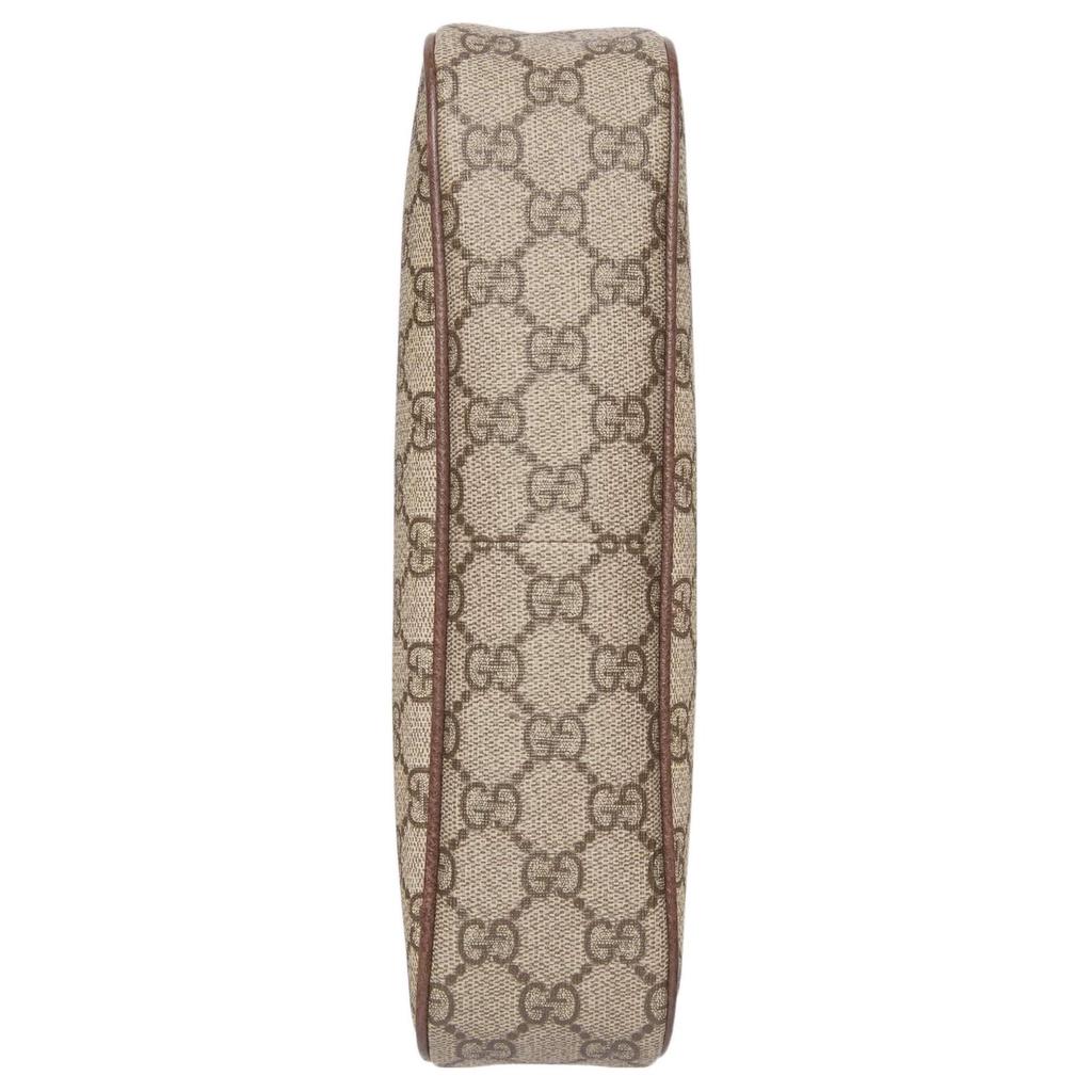 Gucci Borsa a Spalla GG Marmont in Tela con Ciondolo Fragola, Beige Marrone Pelle, Striscia Web, per lo Shopping Quotidiano 735132-FABLE-9442