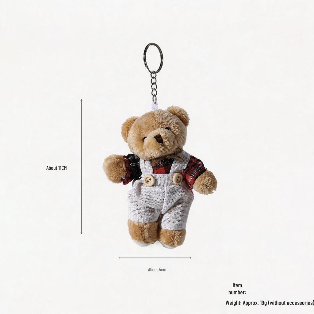 Cartoon Burlap Bear Keychain Pendant - Plush Doll Decoration for Student Bags