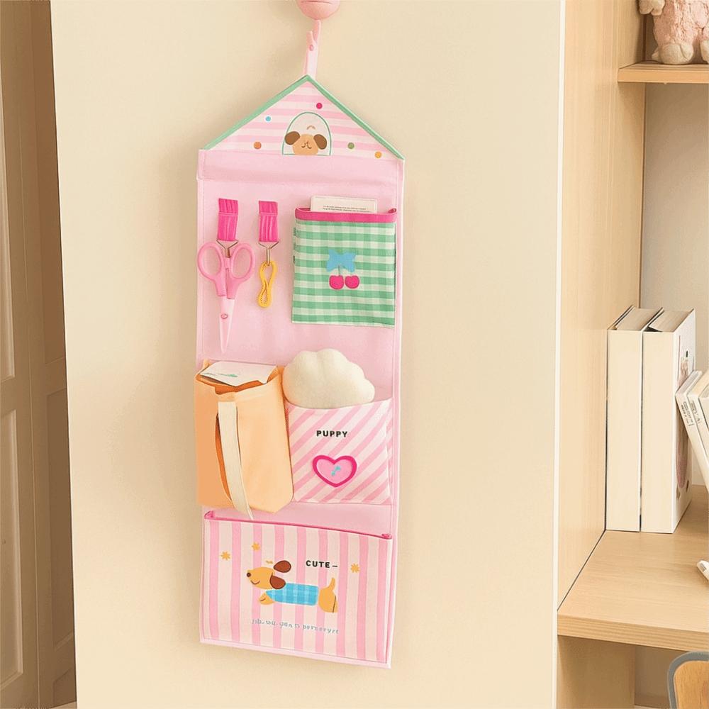 Cute Wall Mounted Storage Bag Multi-layer Sundries Organizer Cartoon Hanging Bag  Students