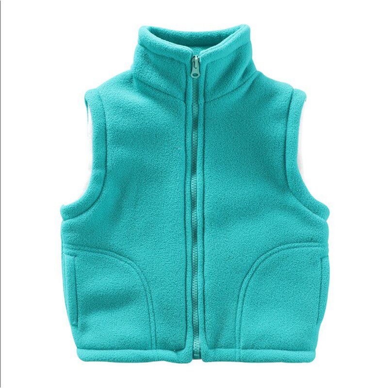 Spring and Autumn New Arrival Children Boys and Girls Pure Color Cardigan Simple Warm Polar Fleece Waistcoat