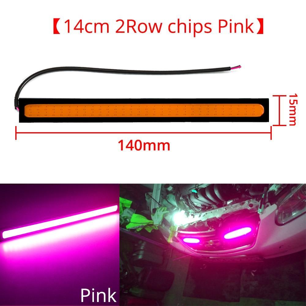 14cm COB 60Led Turn Signal Pink Auto DRL Car LED Daytime Running Fog Lamps Day Light Driving Bulb Motorcycle Holder Retrofitting