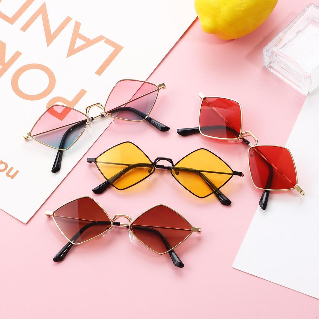 UV Protection Film Quadrilateral Frame Sun Glasses Diamond Shape Women's Sunglasses Men's Shades