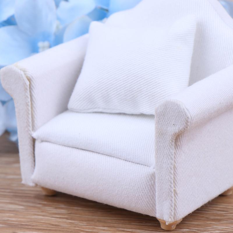 1/12 Dollhouse Miniature White Sofa With Back Cushion Doll House Accessories