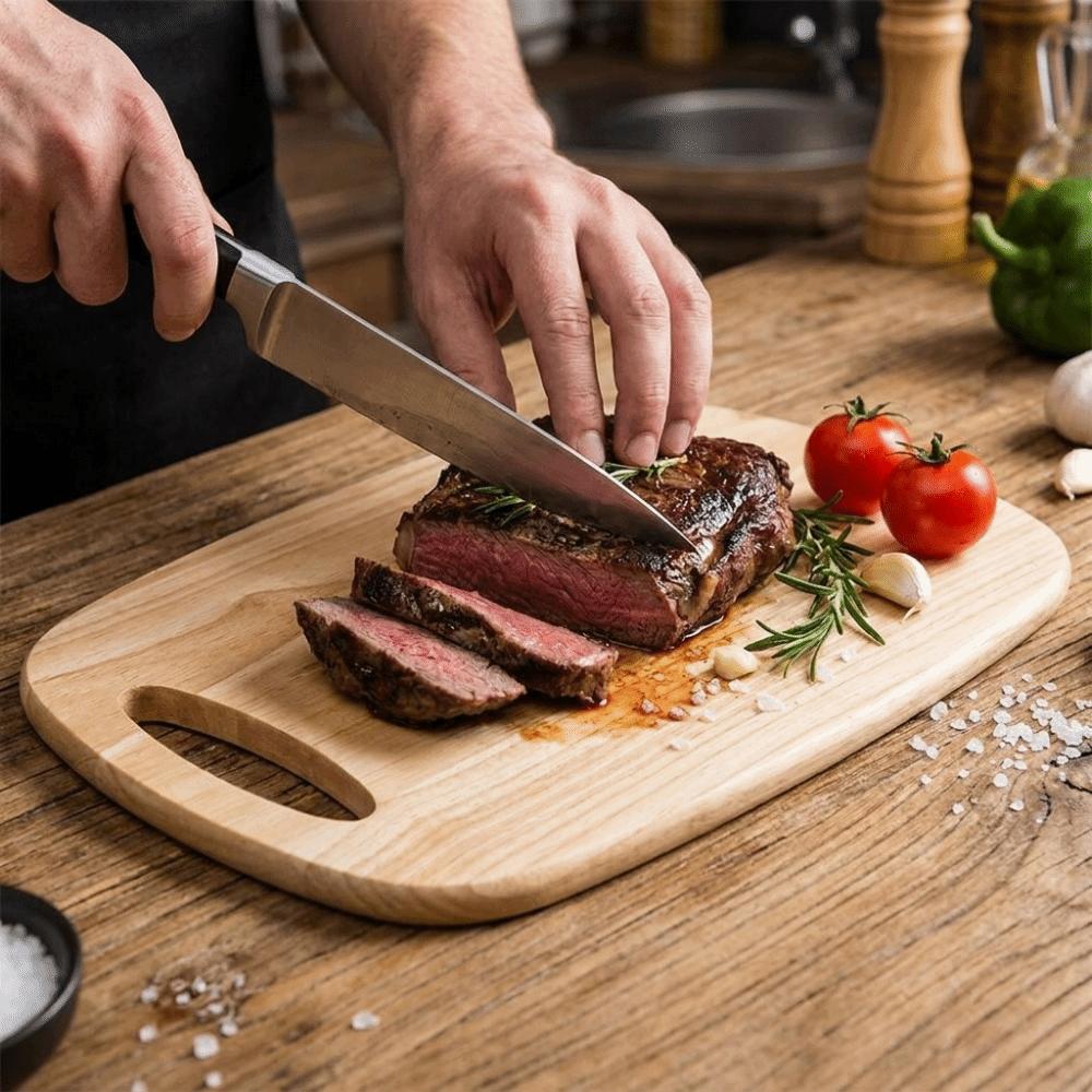 Solid Wood Chopping Board Non-Slip Bread Cutting Board Durable Cutting Plate Mat Vegetable Cutting