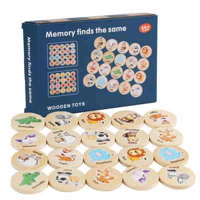 Children Montessori Toys High Quality Wooden Memory Games Cartoon Animal Fruit Memory Training Puzzle Toy