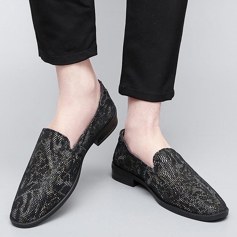 Genuine Leather Mens Shoes Business Casual Shoes Men Slip-on Dress Flats All-Match Male Loafers Personality Man Driving Footwear