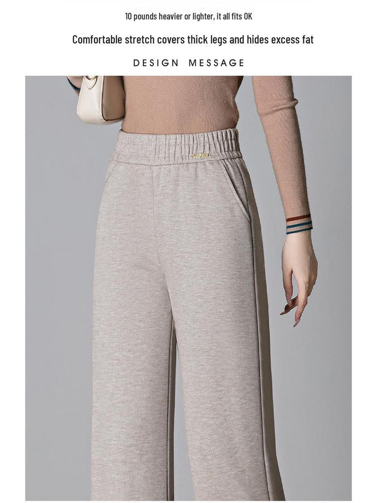2025 High-Waisted Wide-Leg Pants for Middle-Aged Women, Casual Slimming Trousers for Mothers (Autumn/Winter)