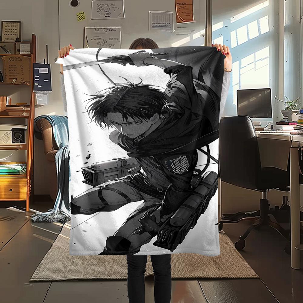 1PC Attack On Titan Print Flannel Blanket, High Quality All Seasons, Home Decor, Warmth and Comfort, Perfect for Christmas Gifts