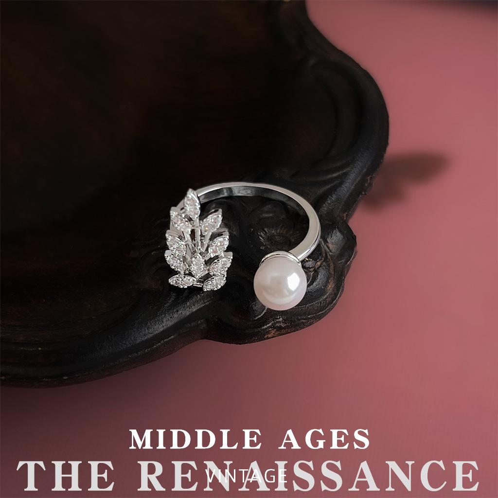 Wheat ear zircon ring light luxury niche index finger ring opening adjustable jewelry