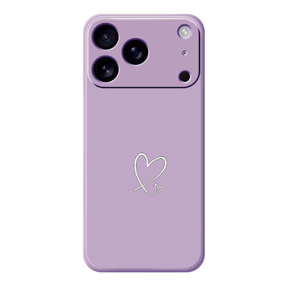 For iPhone 17 Pro Max Case White Love Pattern Printing Straight Edge TPU Phone Back Cover