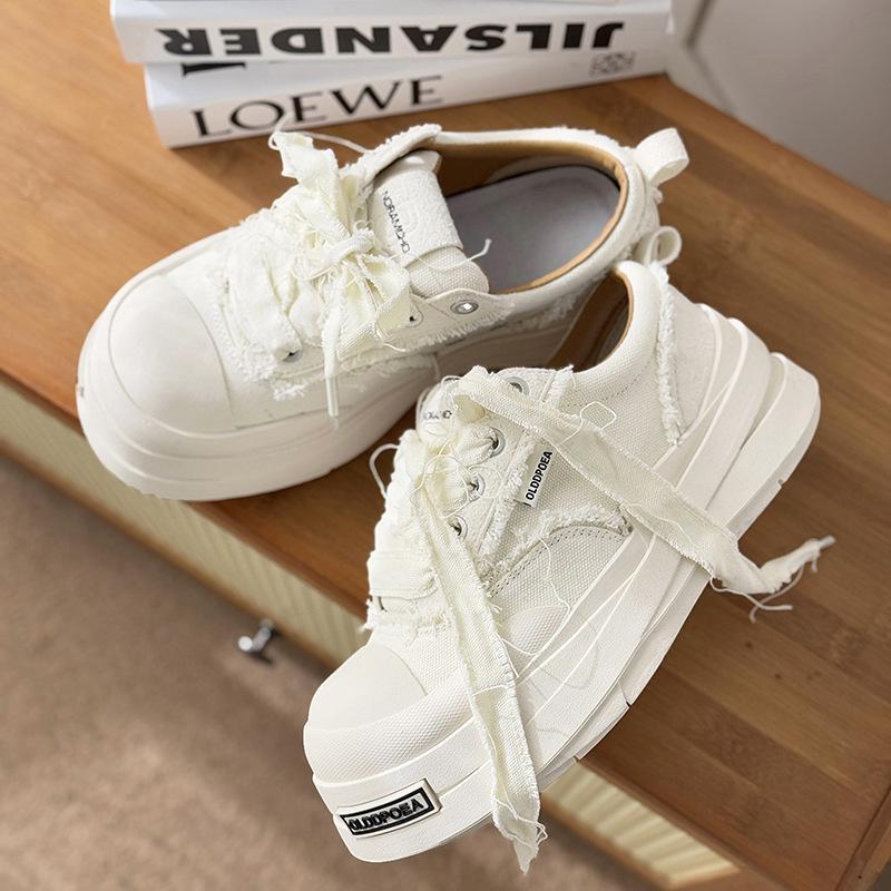 Mickey Men's Height-Boost Thick Sole Casual Canvas Skate Shoes 2025 - Trendy, Versatile High Street Sneakers for Couples.