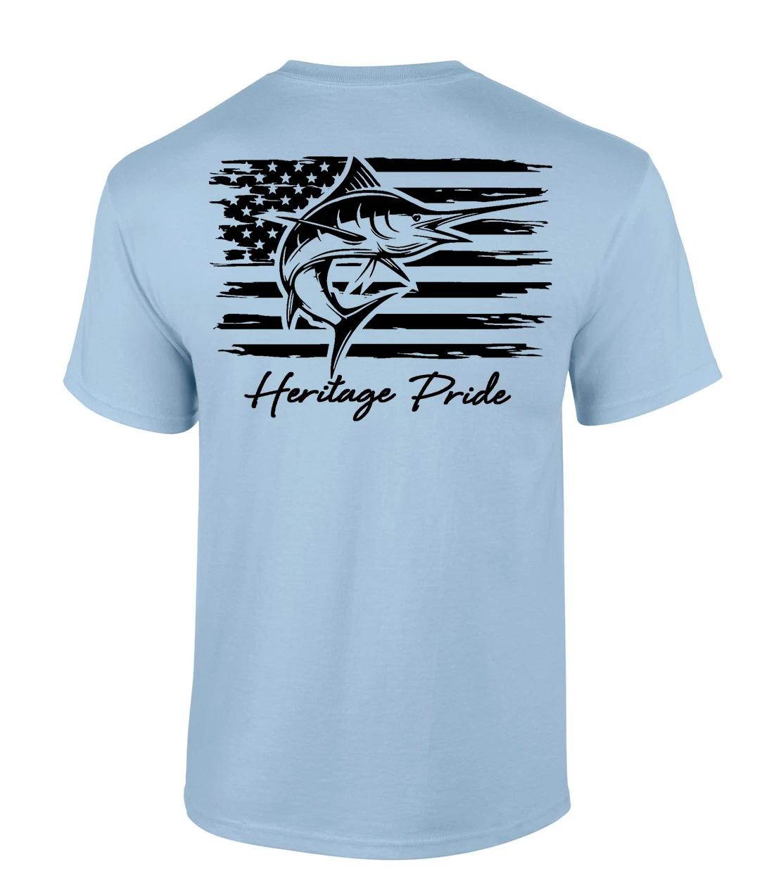 

Heritage Pride Marlin Deep Sea Fishing American Flag Short Sleeve T-Shirt 3XL