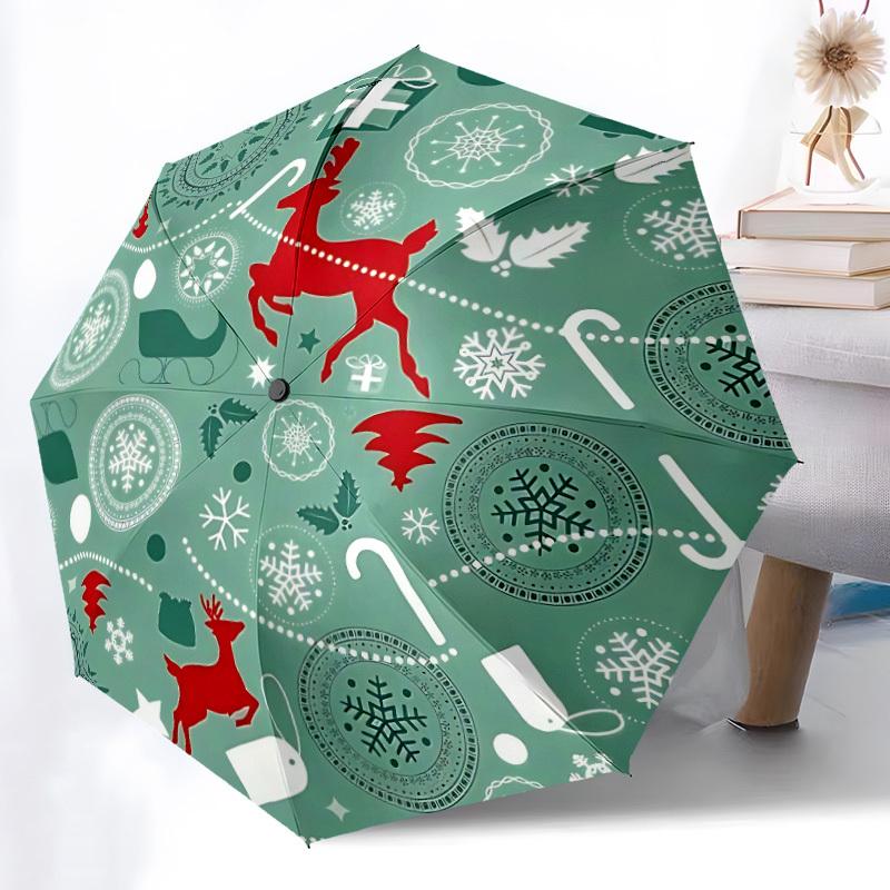 1pc Christmas, Holiday Open/Close Folding Umbrella, All- Portable Umbrella for & Men, Stylish Accessory (Holiday Gift) 8-Rib yy251213194
