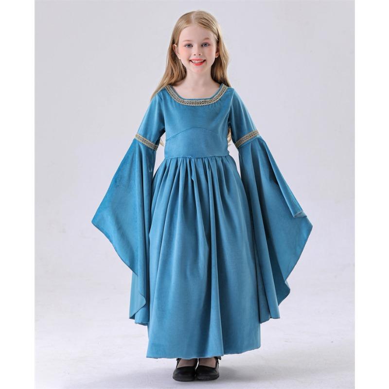 Halloween Children's Lord of the Rings Elf Children's Elf Princess Dress Medieval Court Dress Performance Costume