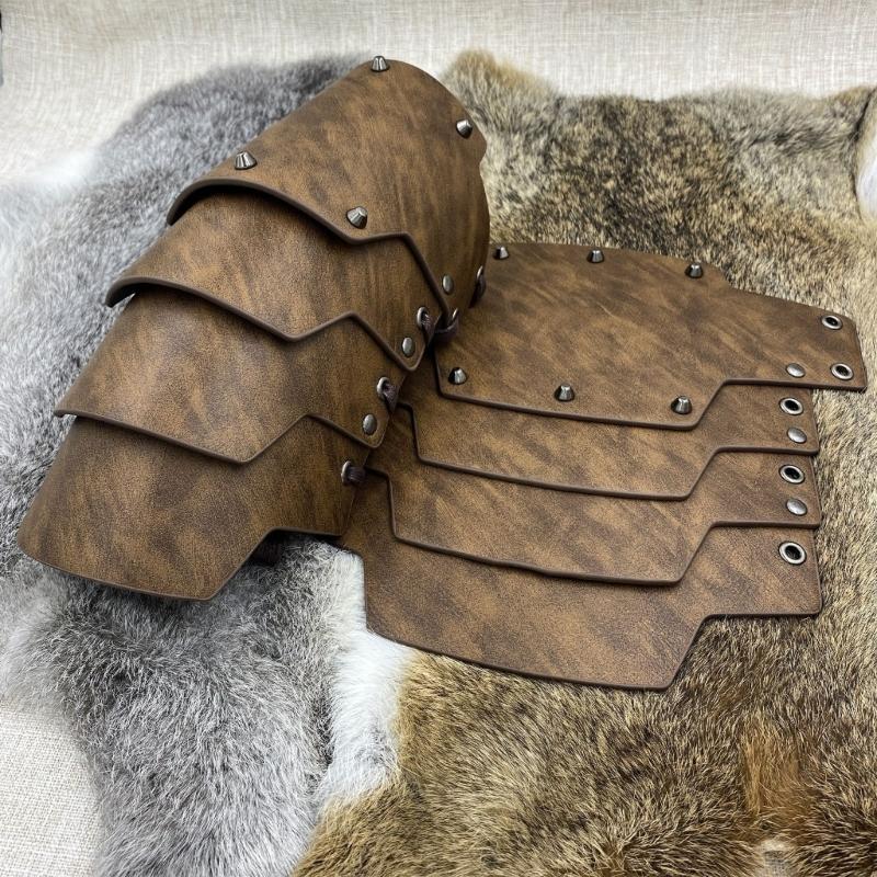 4-lagige Ritter-Handschuhe Mittelalterliche Armschienen Renaissance-Kostüm PU-Armschienen