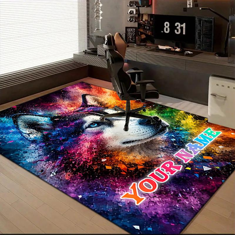 1PC Custom Name Cosmic Husky Portrait Theme Floor Mat Ideal for Living Room, Game Rooms, Office, Bedroom,Floor Mat Playful Design41