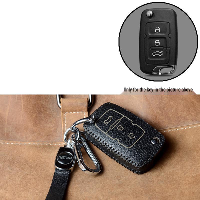 Key Case Protection Cover for Geely Models: New Emgrand GS, GL, Boyue, Vision X6/X3, S1, Borui, EC7 - Cowhide with Buckle.