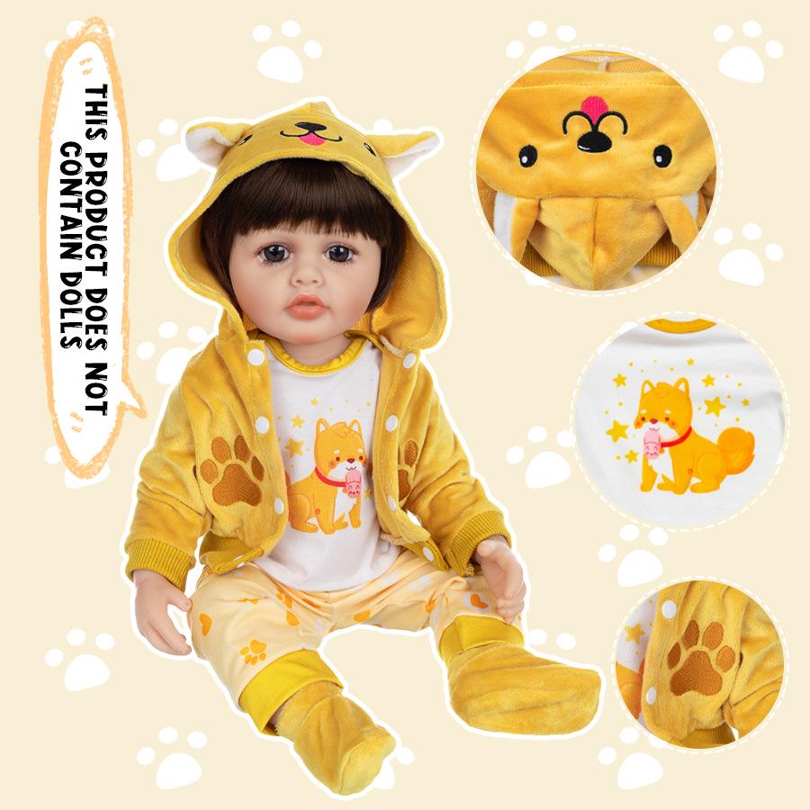 22-Inch Reborn Doll Clothes - Animal Cartoon Series Baby Soft Glue Outfit (55CM)