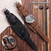 20/22/24mm Bund Strap Men's Vintage Cowhide Cuff Watch Band Pin Buckle Bracelets Deep Brown Black Light Brown Color Watch Strap