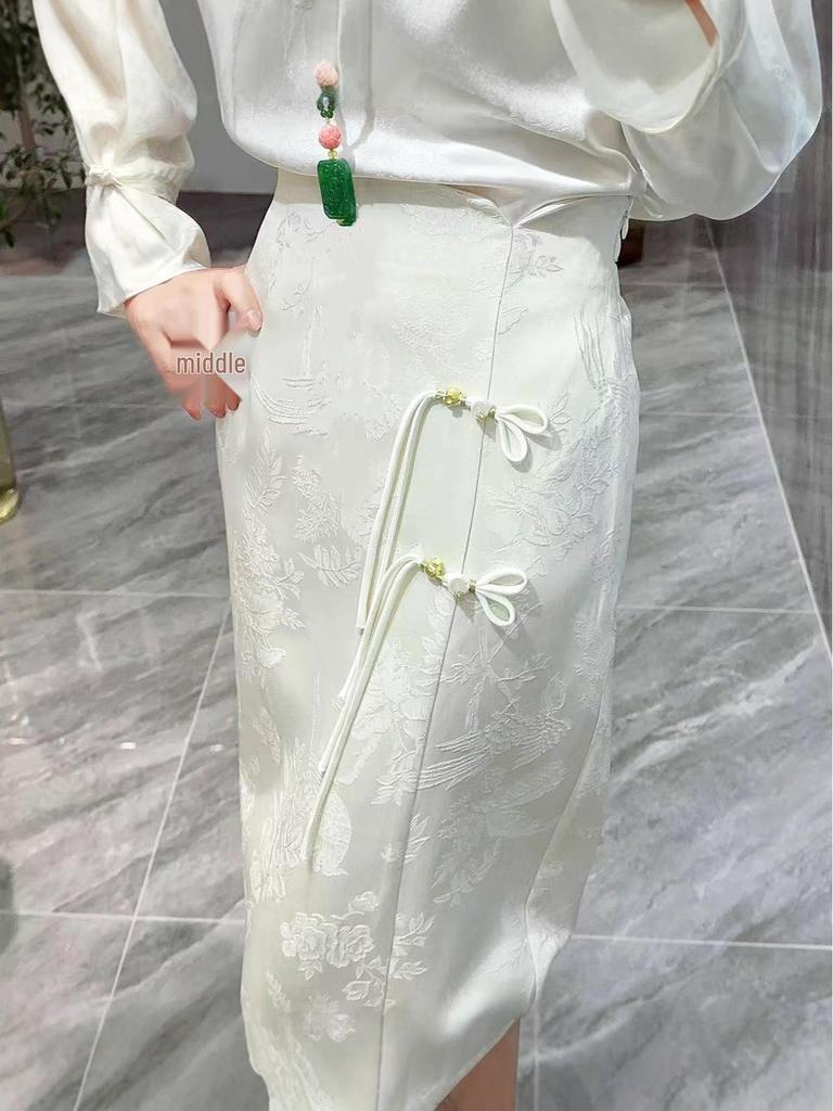 Final Sale: Wool Blend Jacquard Slit Skirt in XL & XXL, No Returns or Exchanges