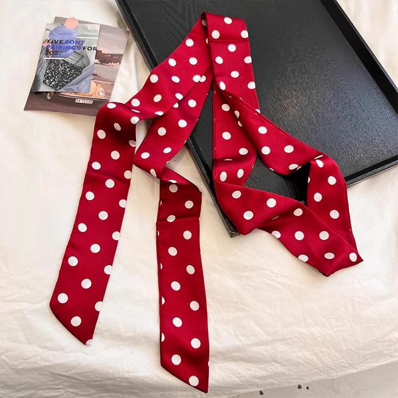 Foulard in Seta Nero a Pois Retrò Francese da Donna - Accessorio Capelli con Nastro Stratificato High-End 2025 e Foulard Quadrato