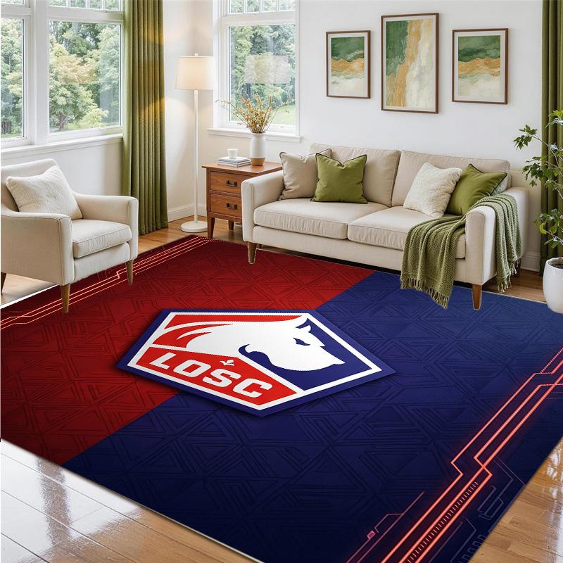 LOSC Lille FC Design Crystal Velvet Rug Soft Decorative Mat for Bedroom Entrance