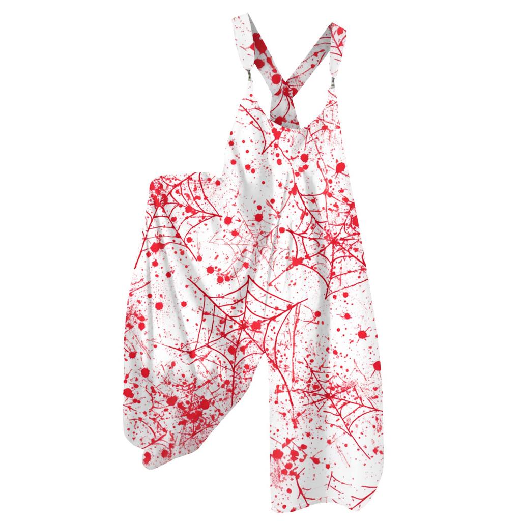 Women's Summer Overalls Floral Print Vintage Jumpsuit (Non-Adjustable Straps)