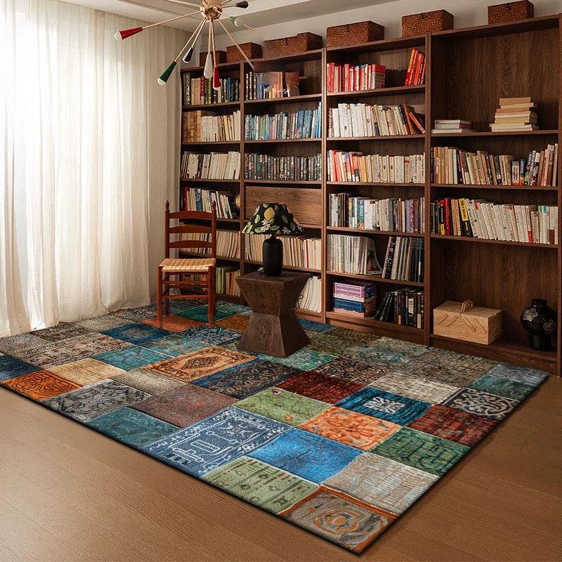 Geometrischer abstrakter Teppich für Wohnzimmerdekor Arbeitszimmer zu Hause Große Flächenteppiche Schlafzimmer Bettseite Waschbar Rutschfest Weiche Bodenmatte