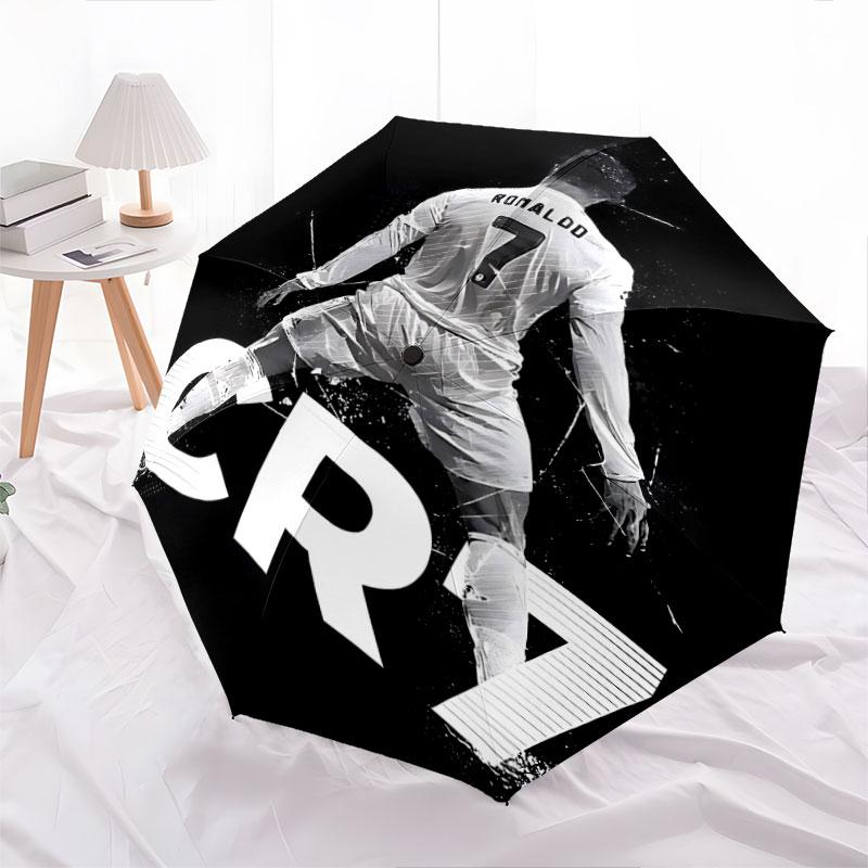 Cristiano Ronaldo pattern, automatic folding umbrella, portable and foldable design, 8 ribs, a Christmas or birthday gift.