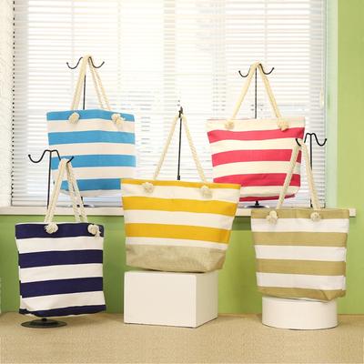 Neue Strandtasche gestreift, lässige Tasche Umhängetasche Damen-Schultertasche Damen-Canvas-Tasche