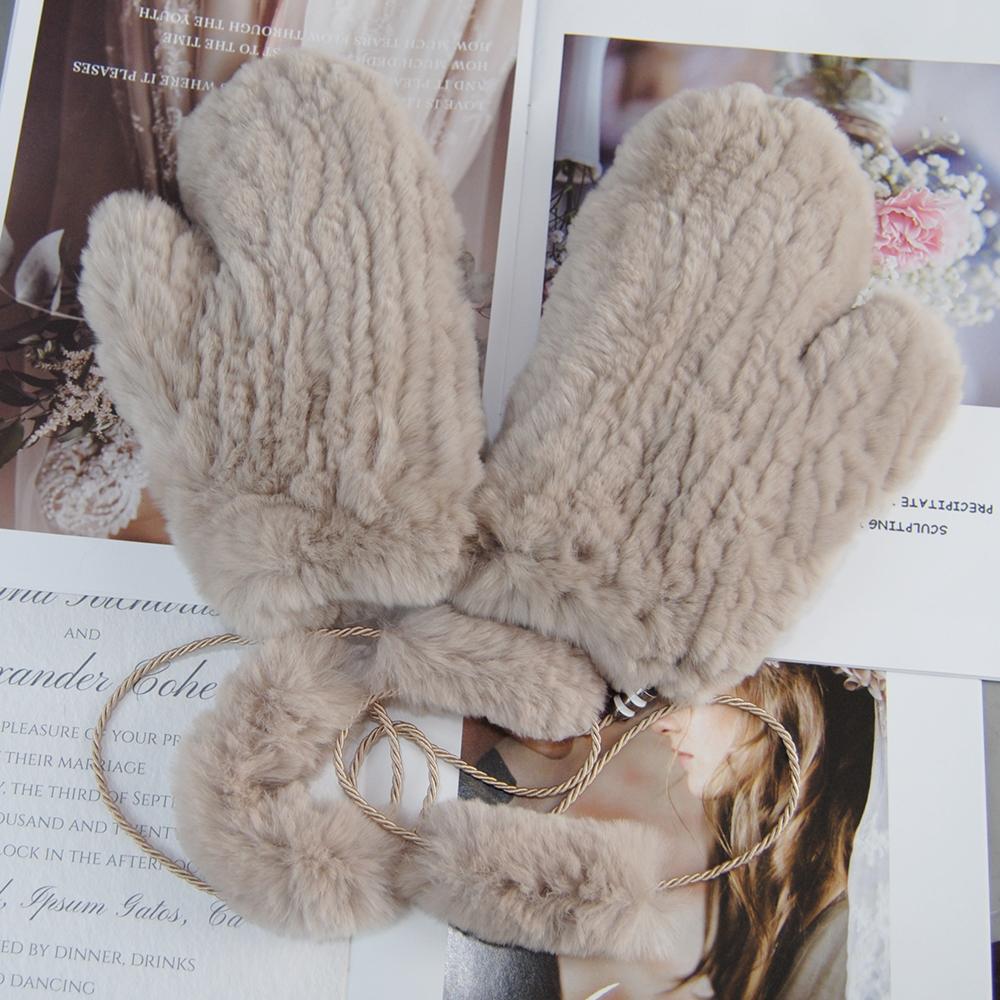 

Women s Winter Real Rex Rabbit Fur Wrist Gloves Warm Thick Ladies Fur Mittens Elastic Girls Snow Ski Glove Mitts Elastic Soft Good Elastic світлого кольору хакі