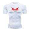 Men's Quick Dry Compression Workout T-Shirt, Stylish Spiky Red Art Print Athletic Short Sleeve Top for Gym Running Fitness Training
