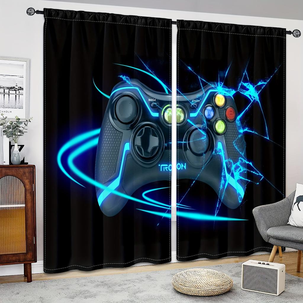 Cartoon Game Switch Controller Window Curtains Blinds For Living Room Kid's Bedroom Bathroom Kicthen Office Door Home Decor2Pcs