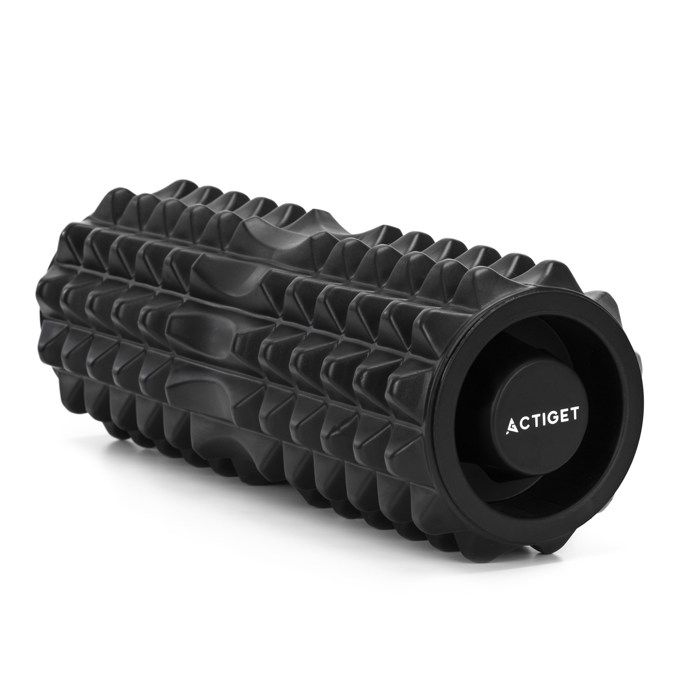 ACTIGET Fitnessrol voor lichaamsmassage 33 x 13 cm, schuimmassage roller, halfharde rol - zwart