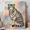 Shiny Pearl Elegant White Tiger DIY Painting Creative Bead Art Craft Household Wall Decoration Nice Present For Art Hobbyists Home Ornament Decor
