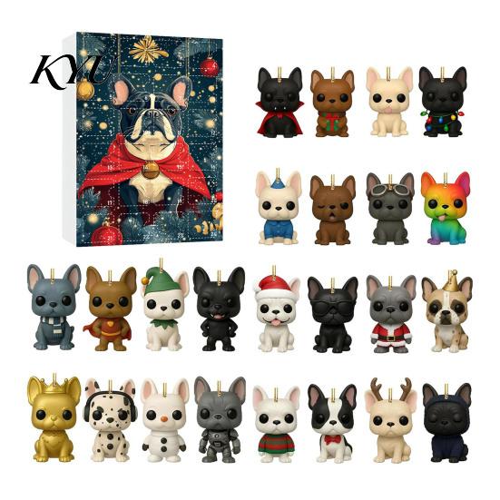Collectible Dog Ornaments Bulldog Advent Calendar 2026, 24 Days Acrylic Puppy Christmas Countdown Calendar, Lover Gifts 2D Flat Xmas Tree Pendant for