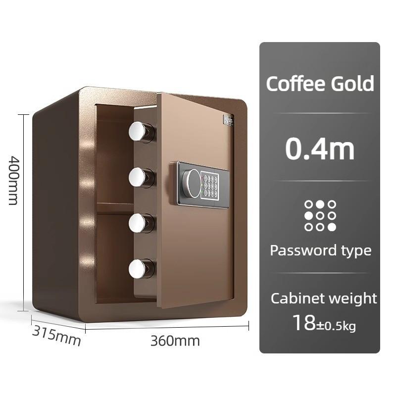 Electronic Security Safe Small Home All Steel Anti Theft Password Fingerprint Lock Storage Cabinet 40cm Coffee Gold/Password