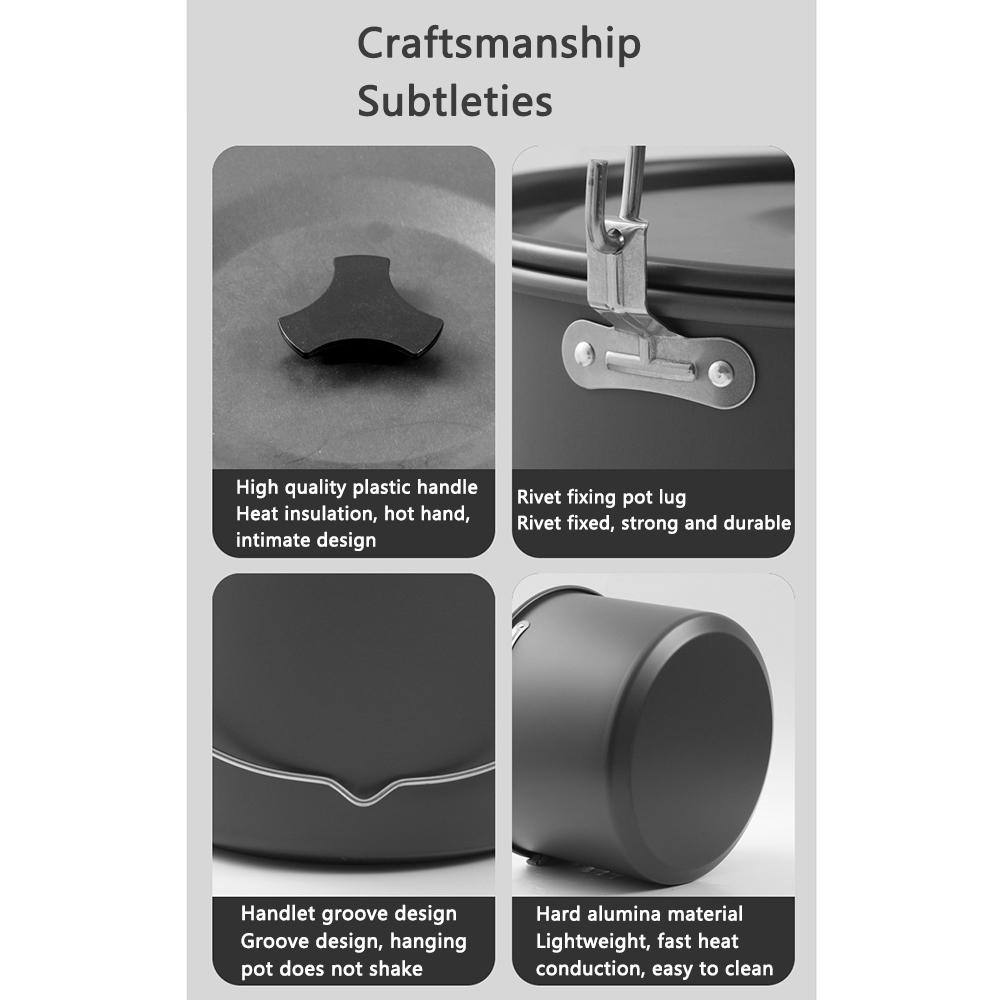 Camping Pot Cookware  Aluminum Lightweight Cooking Pot with Steamer for Outdoor Camping Hiking Meals 15L