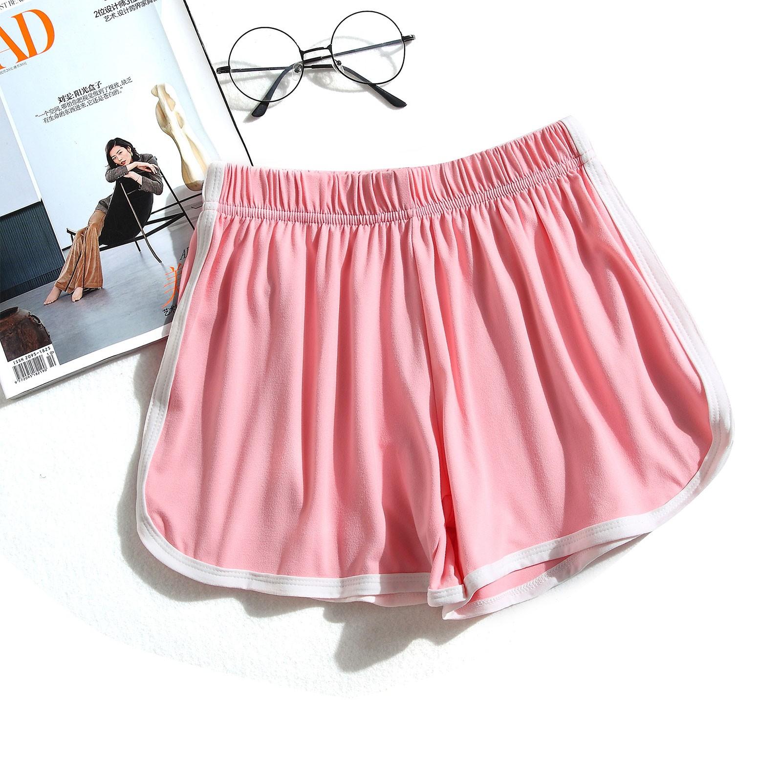 

Женские летние модные универсальные гладкие эластичные спортивные шорты M розовый